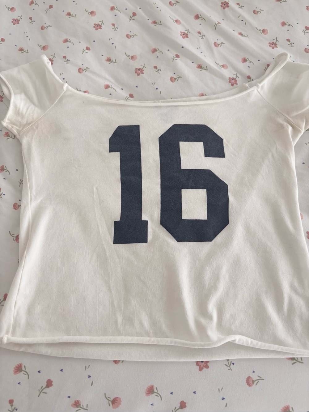 brandy melville navy '16' graphic off the shoulder 🦢